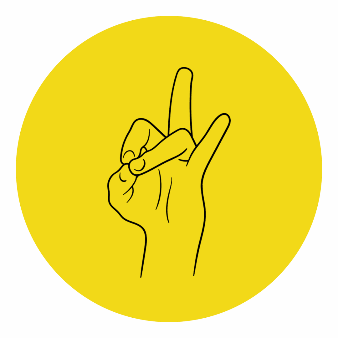 Hand gesture in yellow circle.
