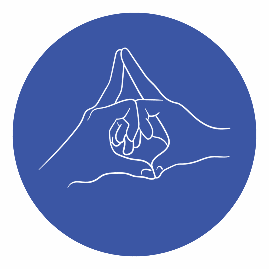 Line drawing of hands in a gesture.