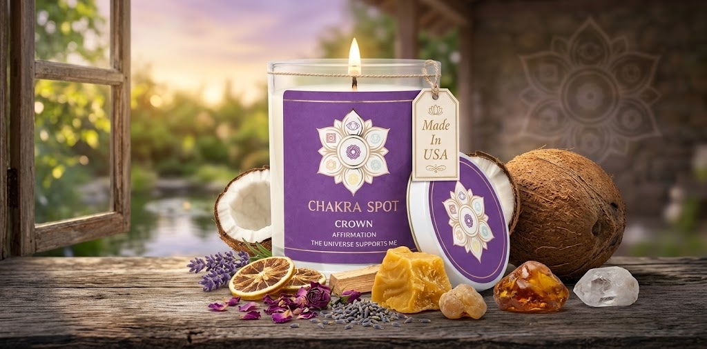 Spiritual alignment and meditation with the Crown Chakra Candle.